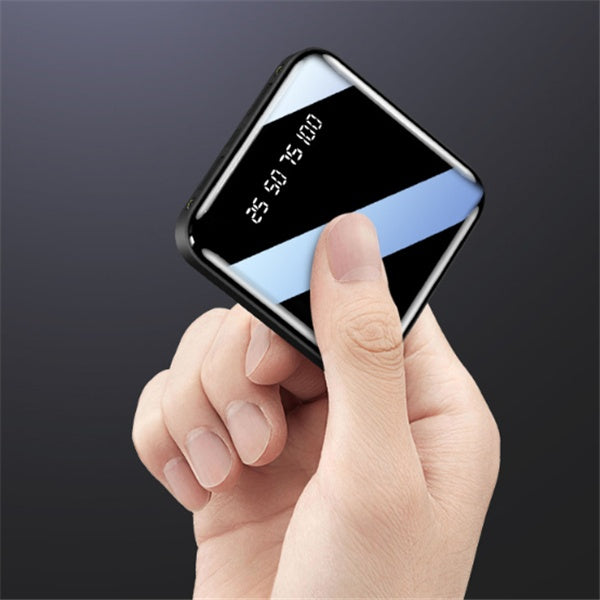 Mini Power Bank 20000mAh – Portable Mirror Digital Display Fast Charger