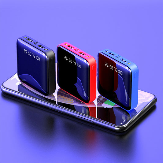 Mini Power Bank 20000mAh – Portable Mirror Digital Display Fast Charger
