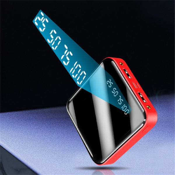 Mini Power Bank 20000mAh – Portable Mirror Digital Display Fast Charger