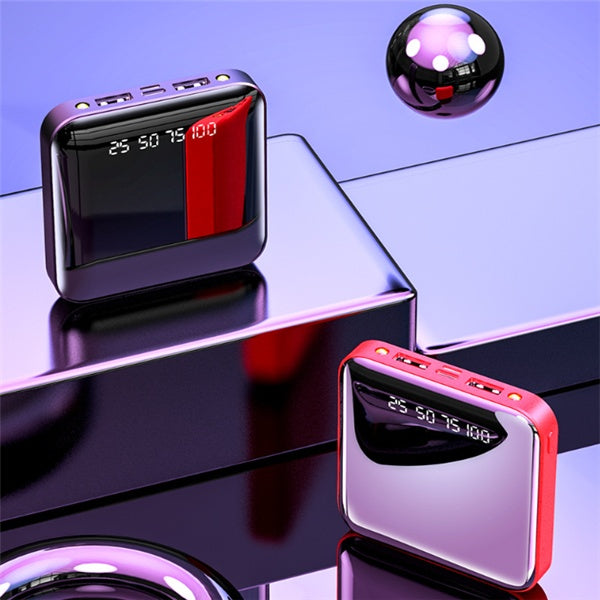 Mini Power Bank 20000mAh – Portable Mirror Digital Display Fast Charger