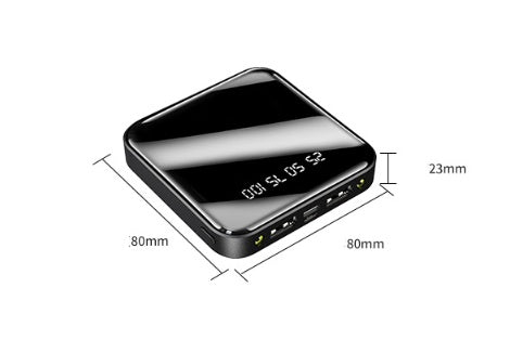 Mini Power Bank 20000mAh – Portable Mirror Digital Display Fast Charger